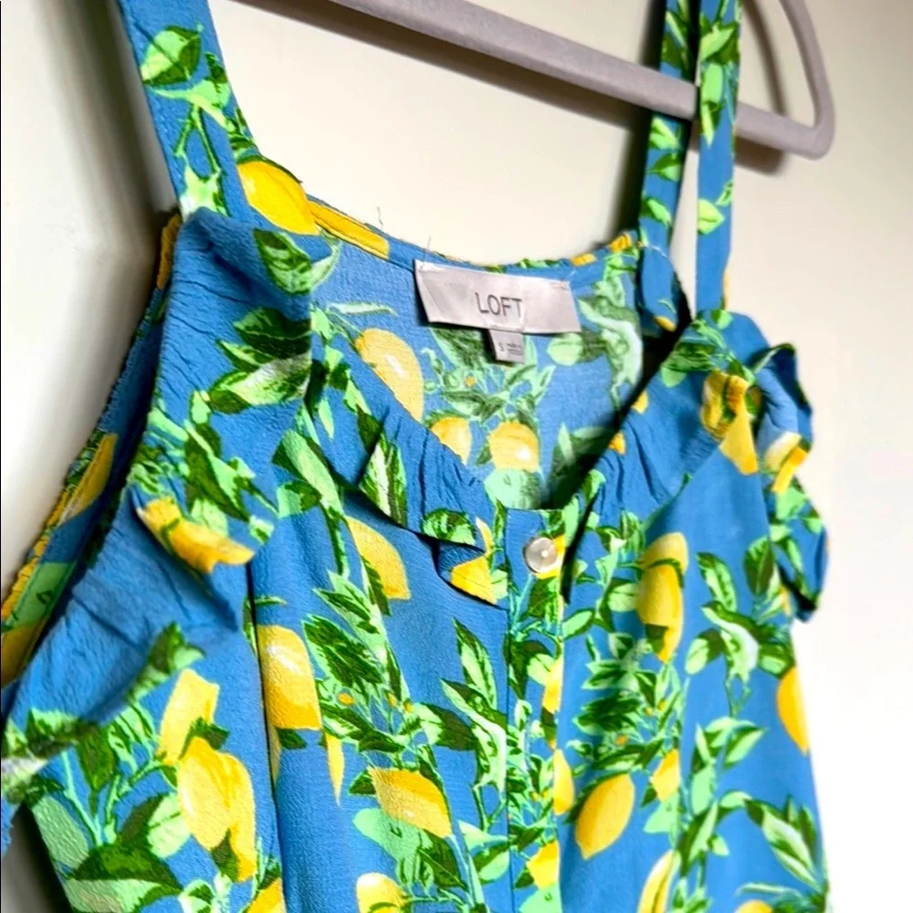 LOFT Blue Lemon Print Women's Top - Picture 7 of 13
